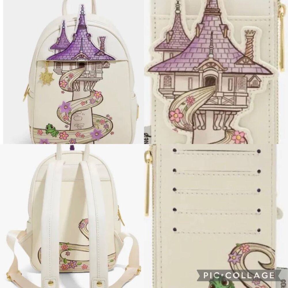 NWT Loungefly Disney Rapunzel Tangled Tower Mini Backpack with Card Holder NWT
